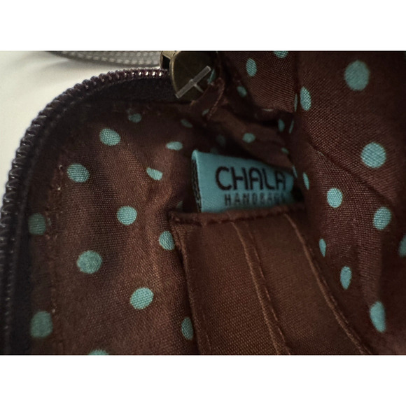 Chala Cell Phone Crossbody Bag Vegan-Leather Brown Gray Stripe Yorkshire Dog - Picture 9 of 13